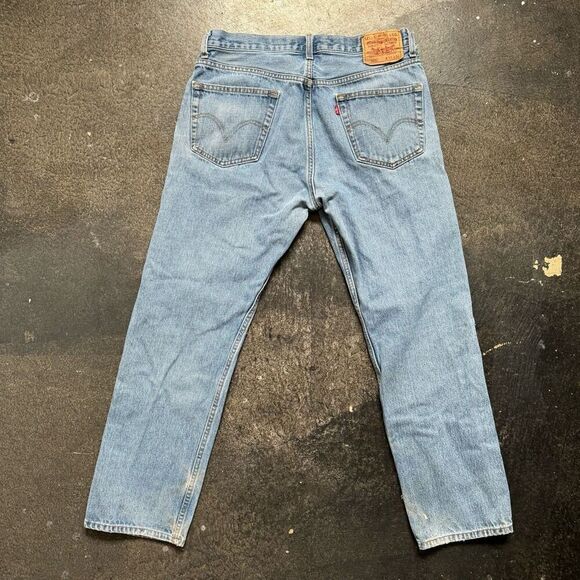 Levi’s 505 Distressed Light Wash Jeans Size 34x30 Regular Fit 100% Cotton - Picture 1 of 16